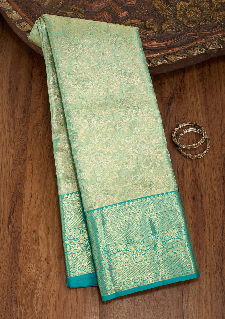 Sea Green Dharmavaram Pure Silk Saree