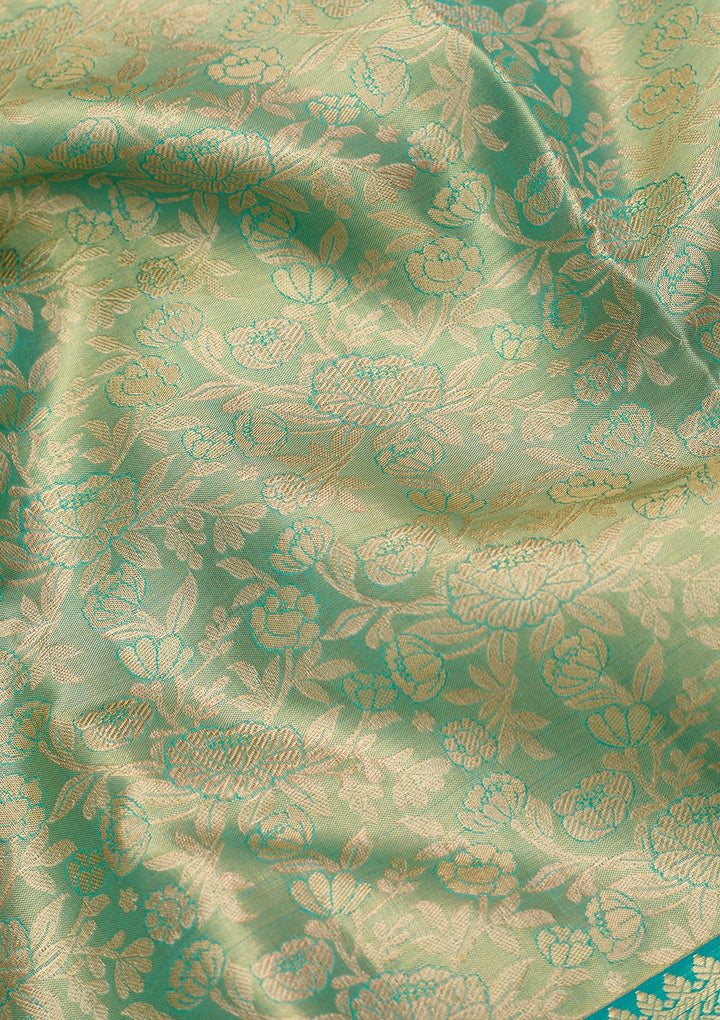 Sea Green Dharmavaram Pure Silk Saree