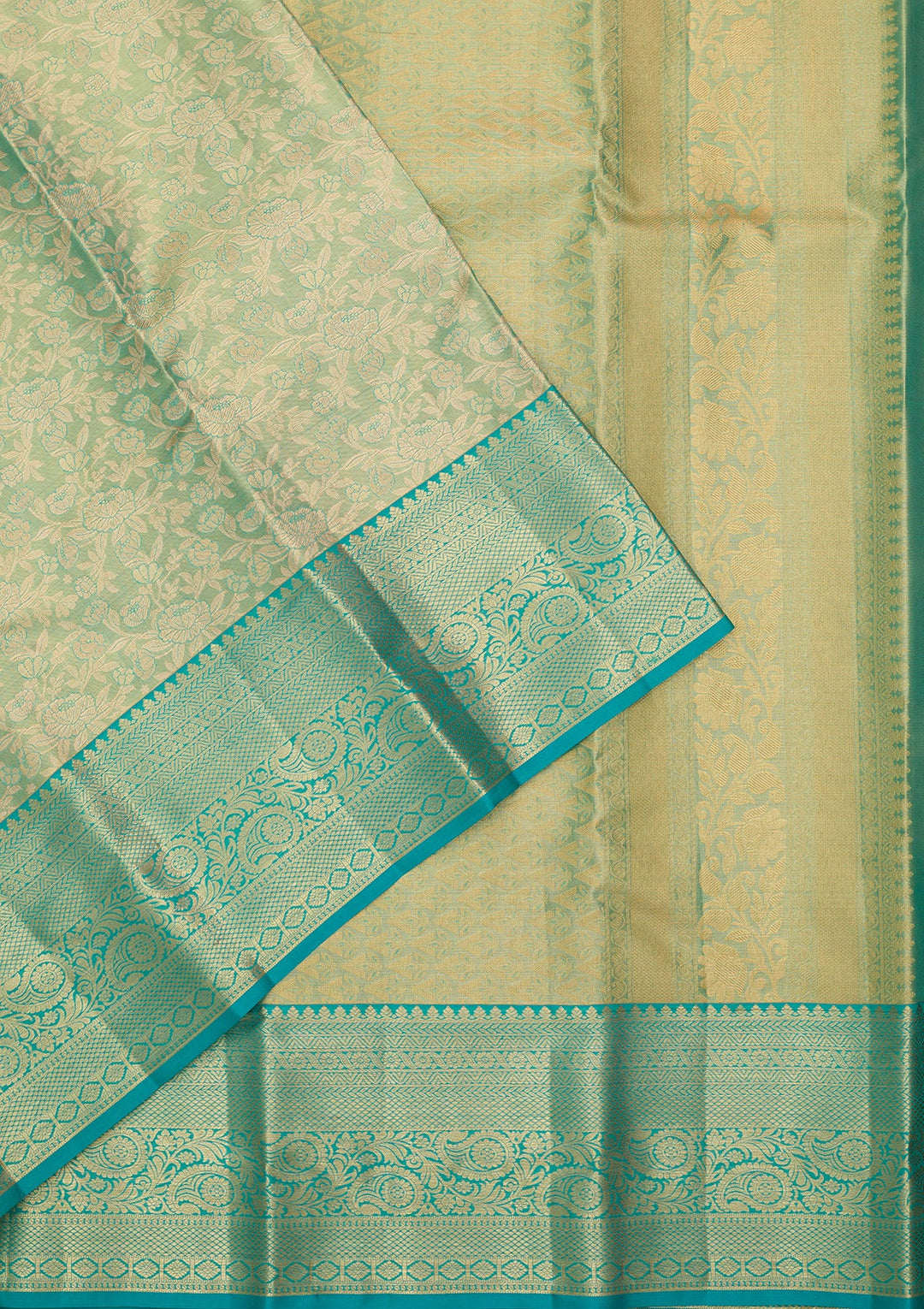 Sea Green Dharmavaram Pure Silk Saree