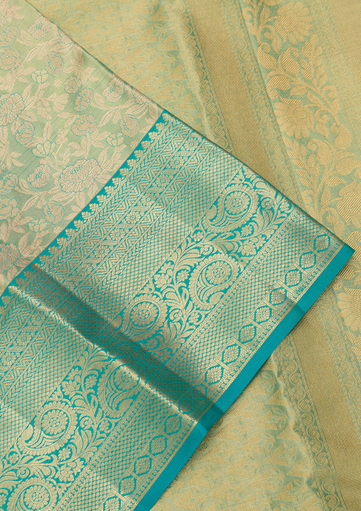 Sea Green Dharmavaram Pure Silk Saree