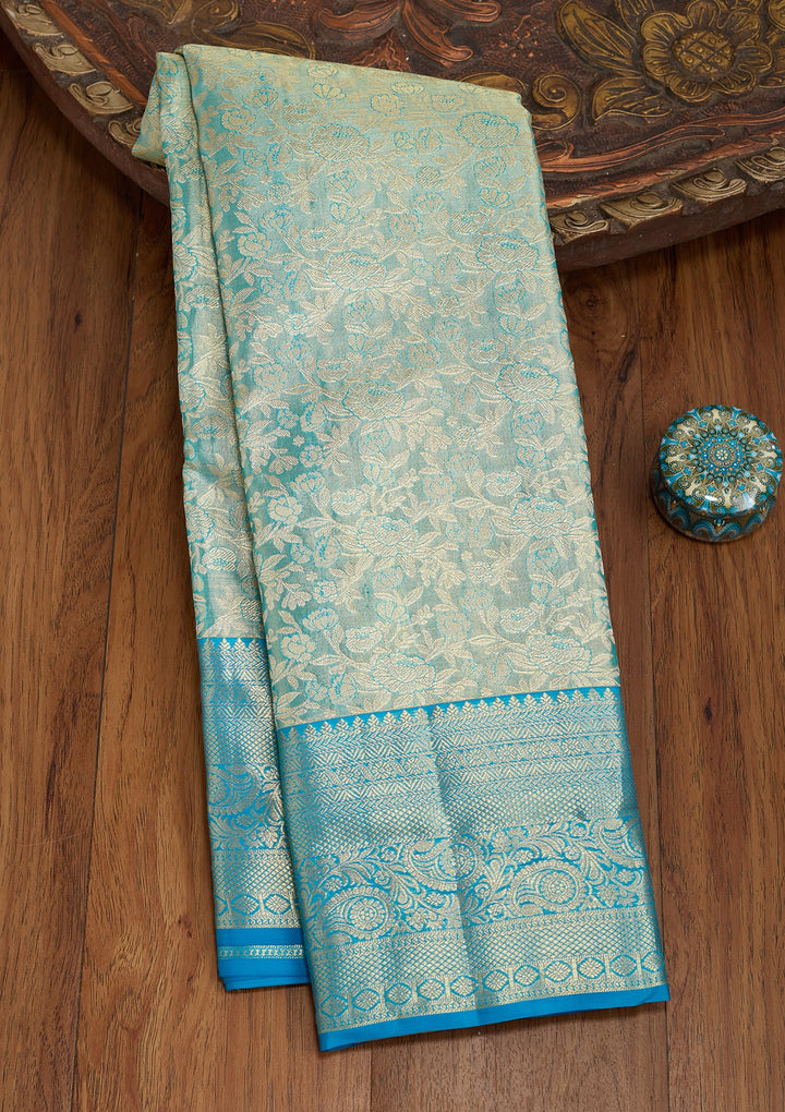 Sky Blue Dharmavaram Pure Silk Saree