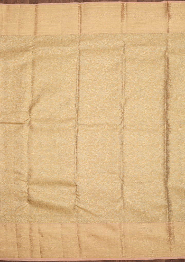Beige Dharmavaram Pure Silk Saree