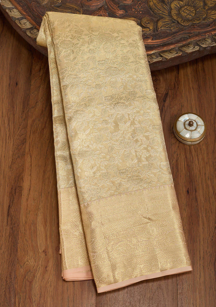 Peach Dharmavaram Pure Silk Saree