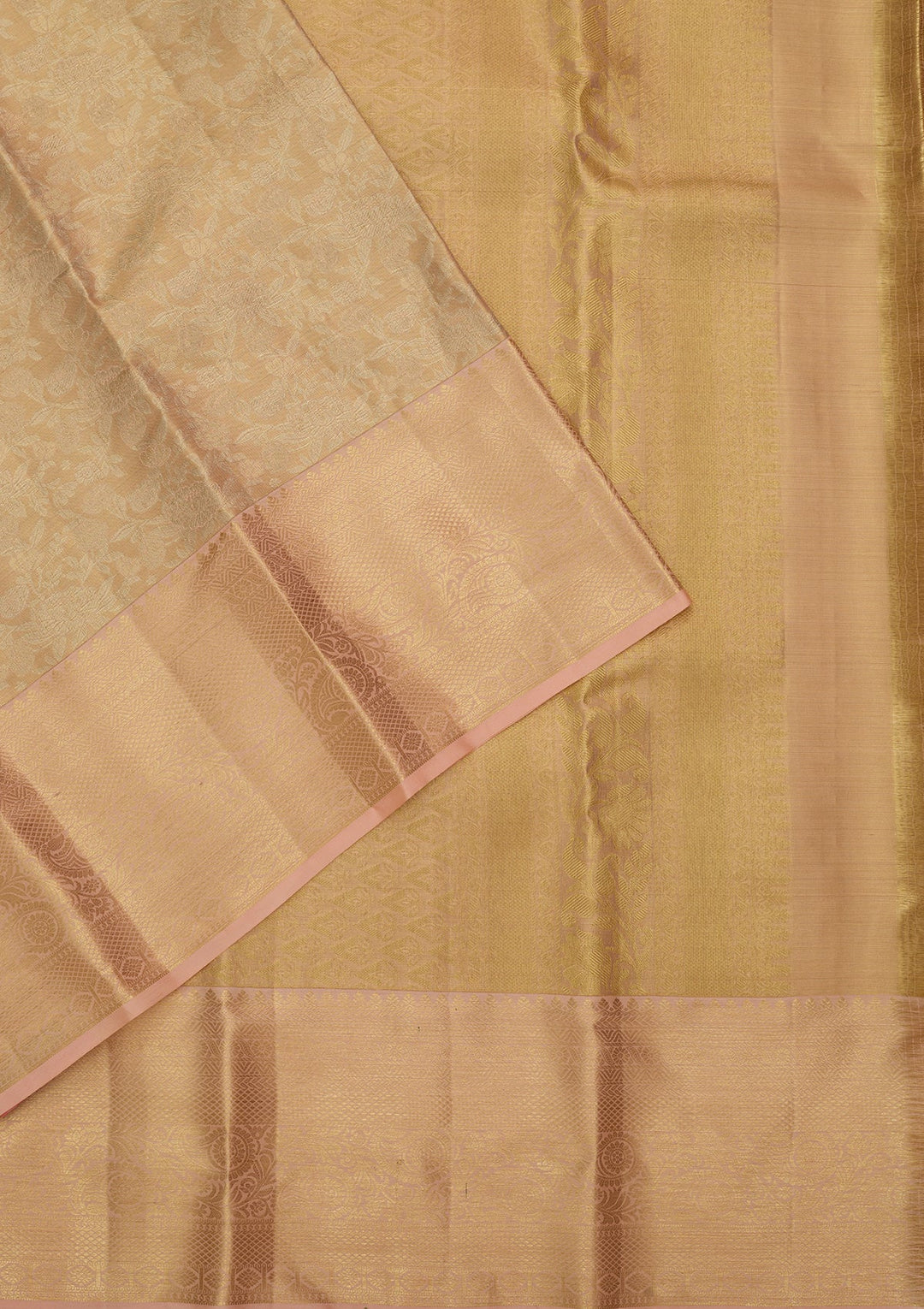 Peach Dharmavaram Pure Silk Saree