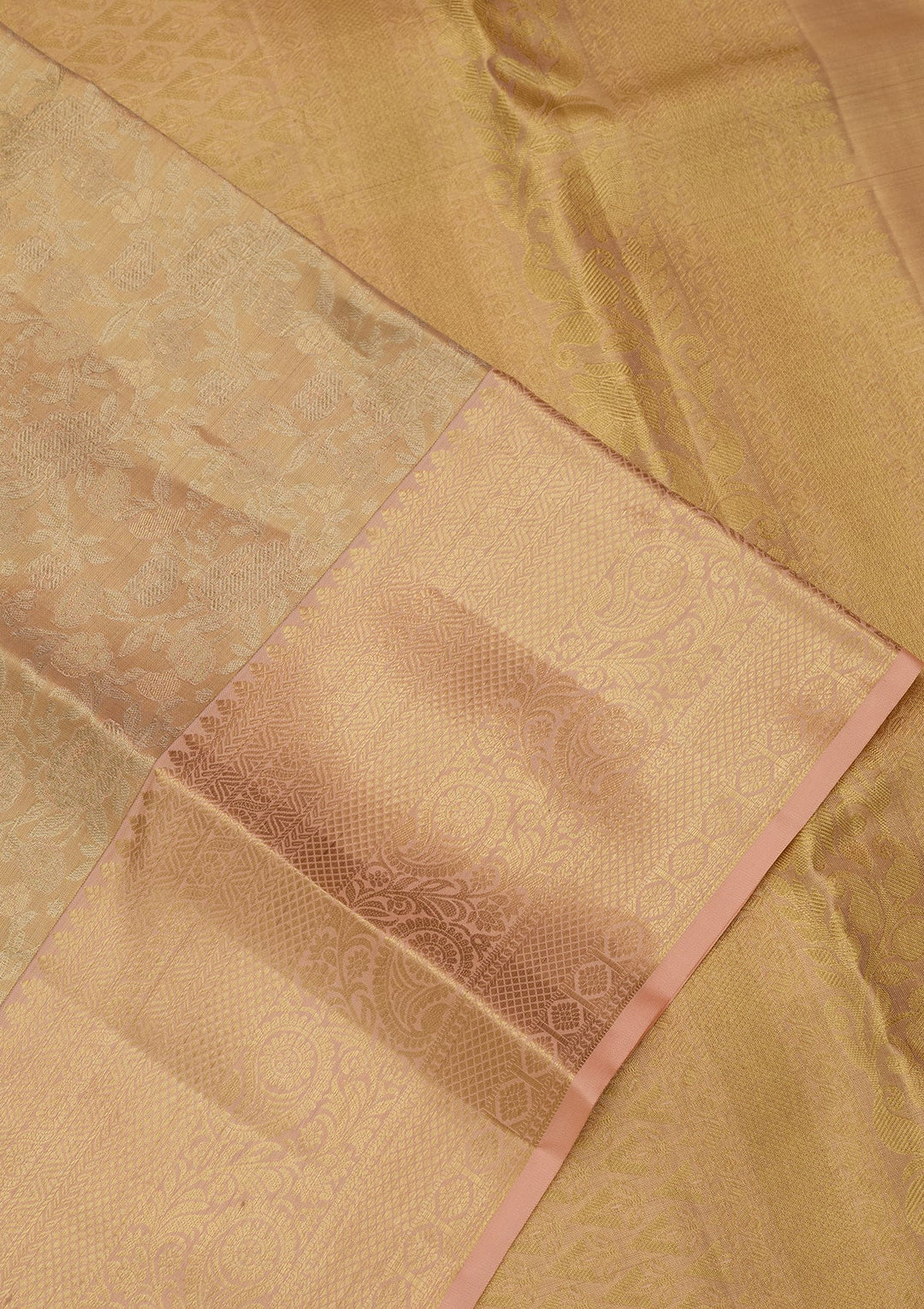 Peach Dharmavaram Pure Silk Saree