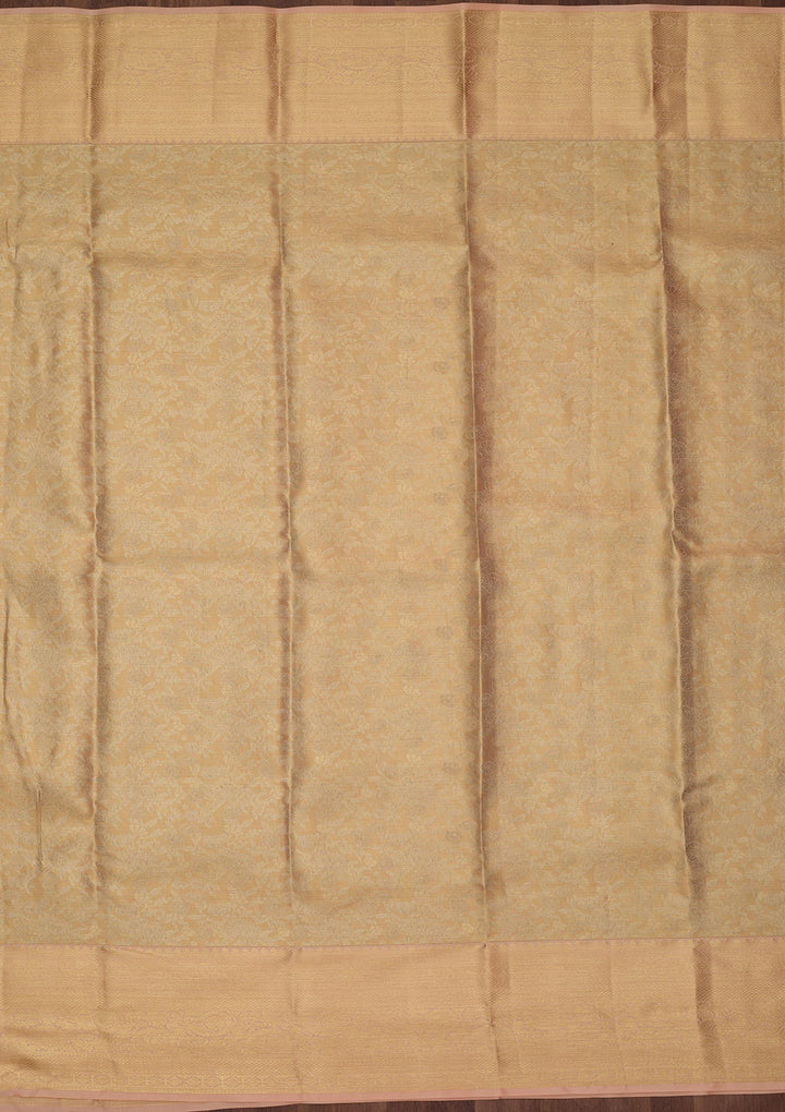 Peach Dharmavaram Pure Silk Saree