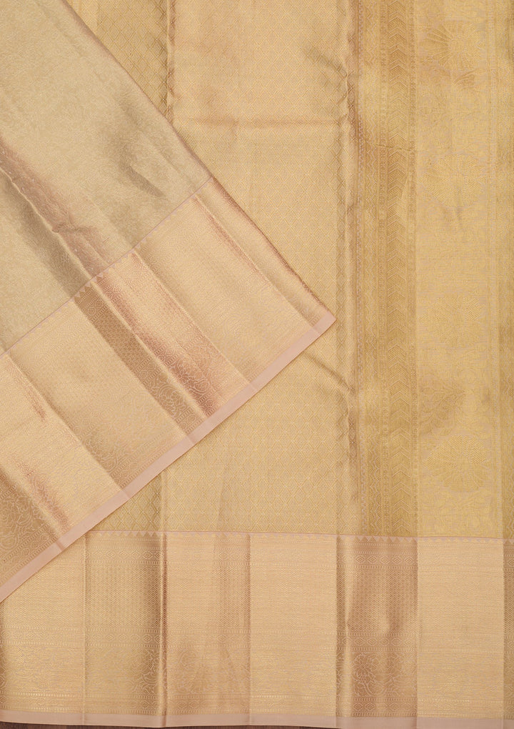 Beige Dharmavaram Pure Silk Saree