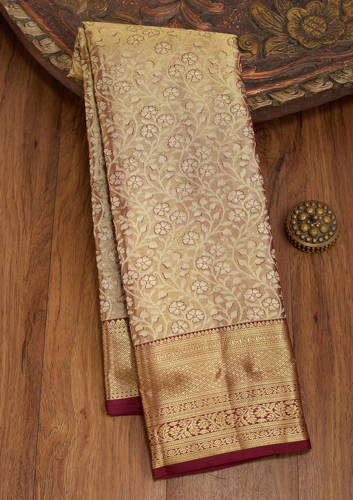 Maroon Dharmavaram Pure Silk Saree