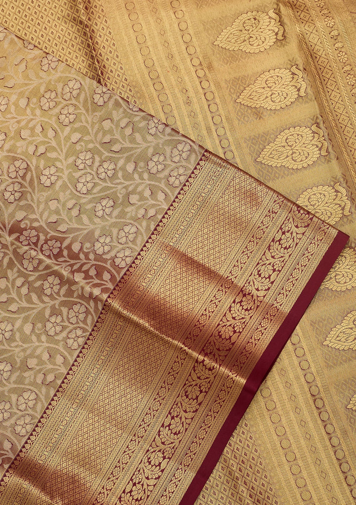 Maroon Dharmavaram Pure Silk Saree