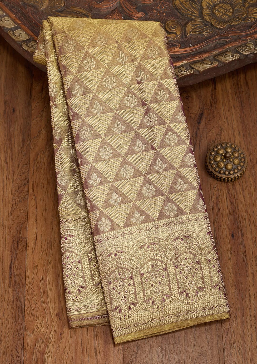 Mauve Dharmavaram Pure Silk Saree
