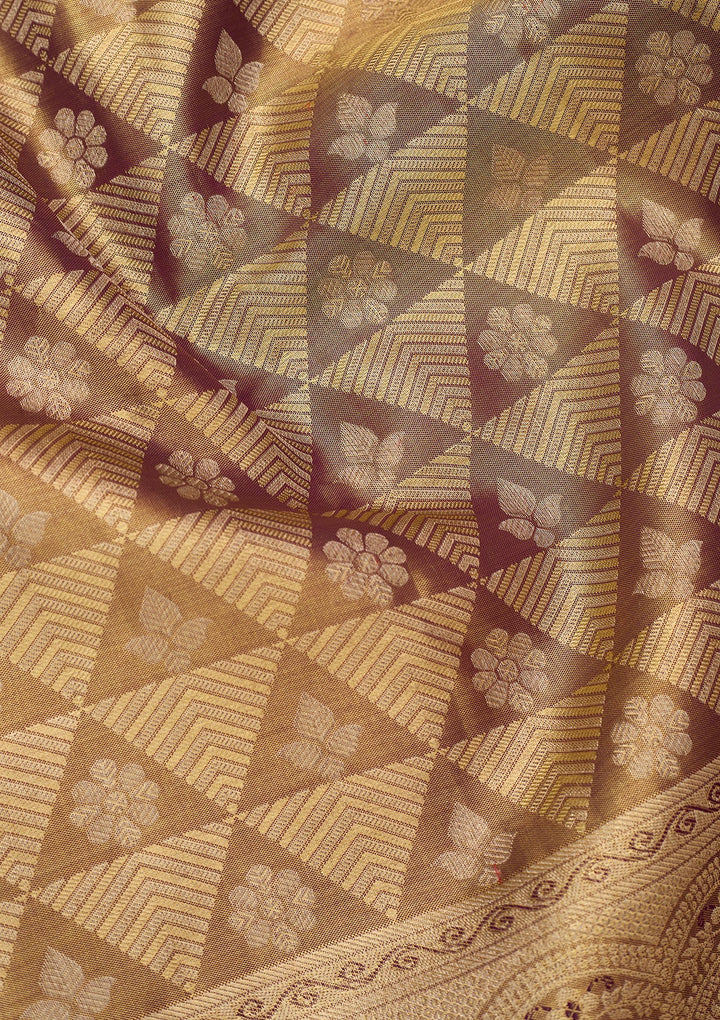 Mauve Dharmavaram Pure Silk Saree