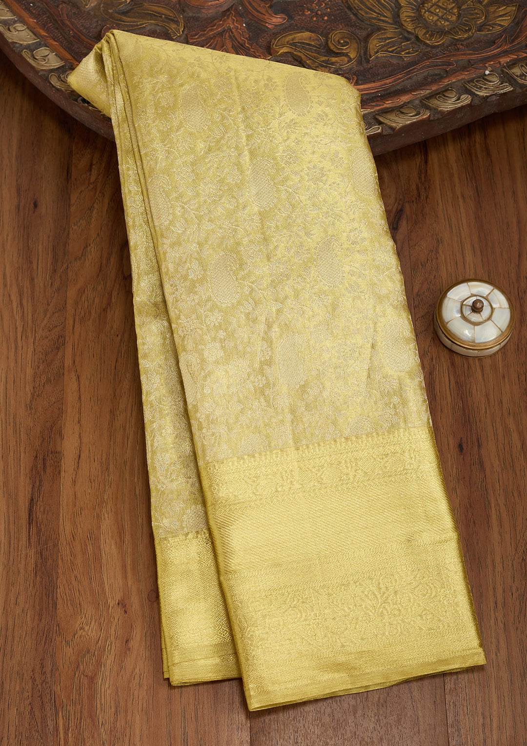 Gold Dharmavaram Pure Silk Saree