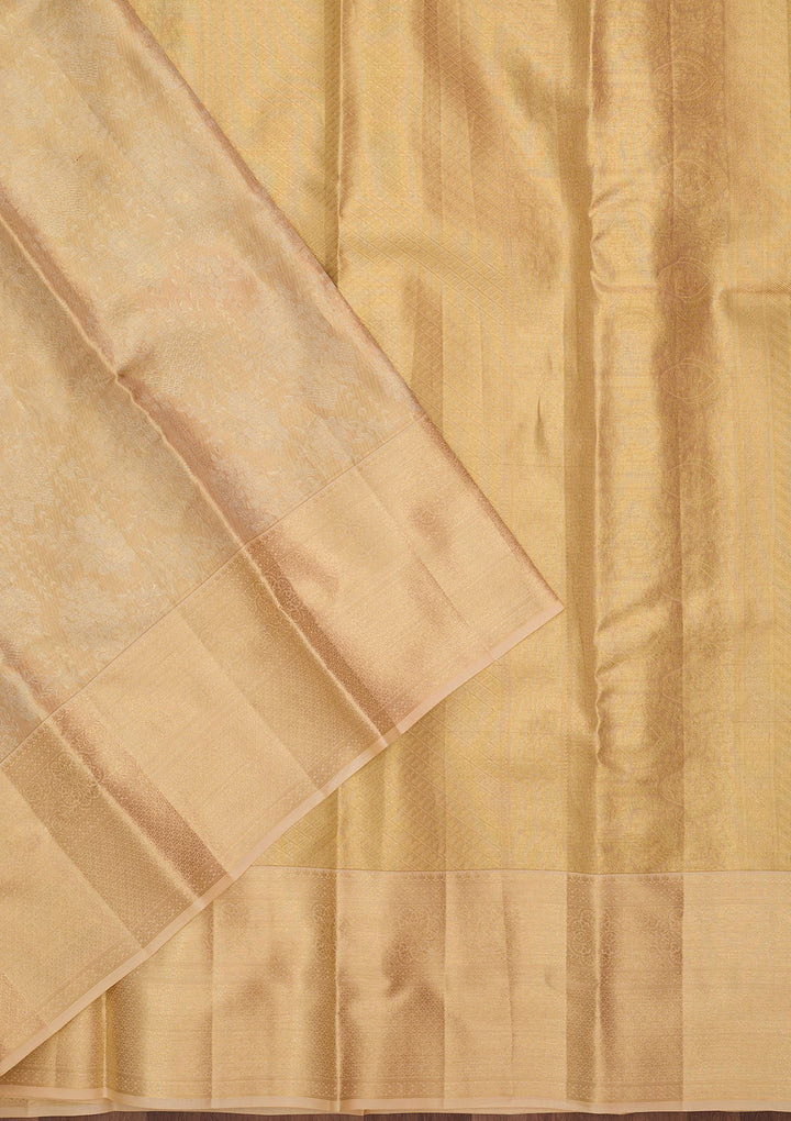 Beige Dharmavaram Pure Silk Saree
