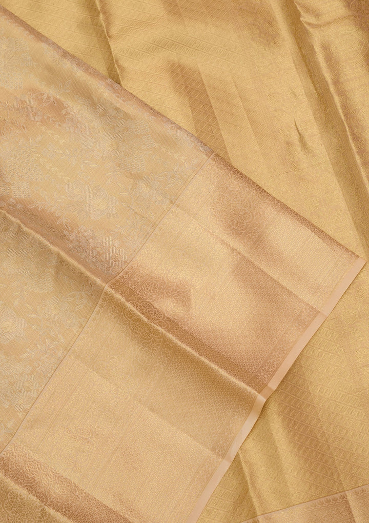 Beige Dharmavaram Pure Silk Saree