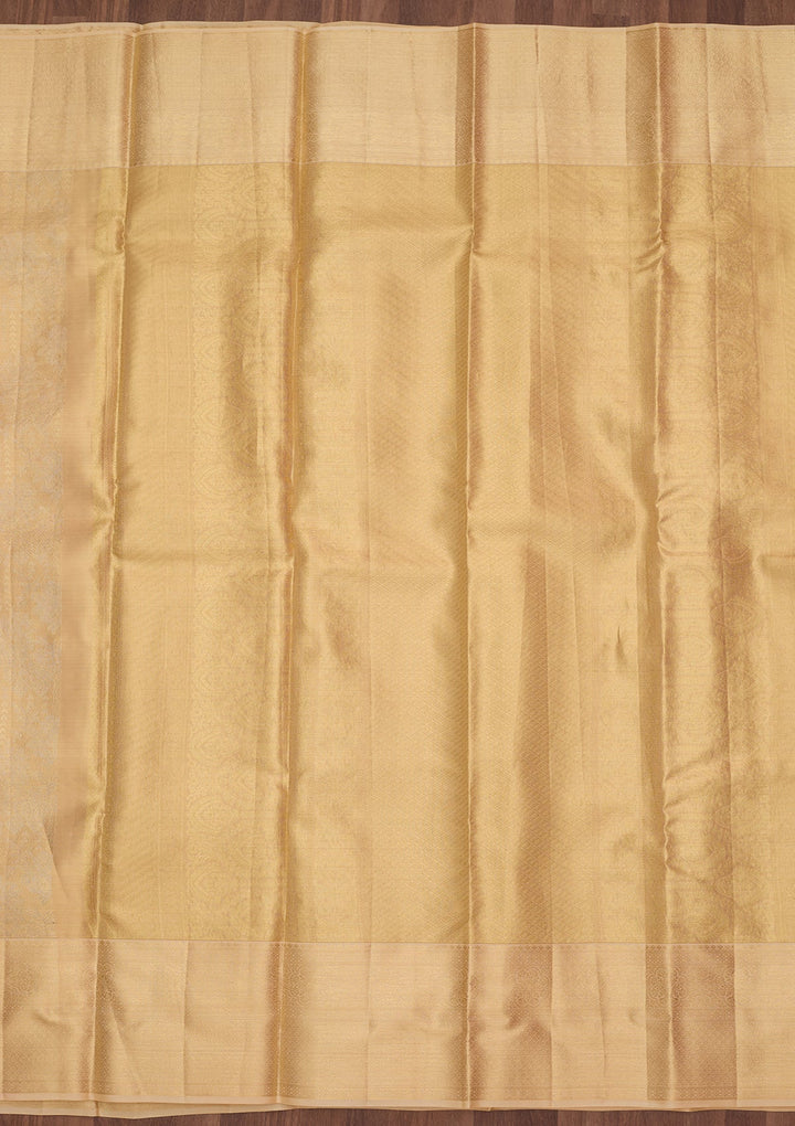 Beige Dharmavaram Pure Silk Saree