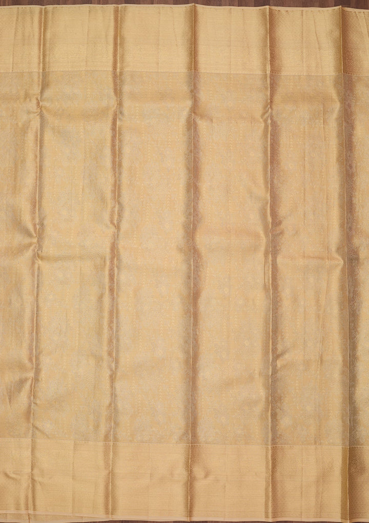 Beige Dharmavaram Pure Silk Saree