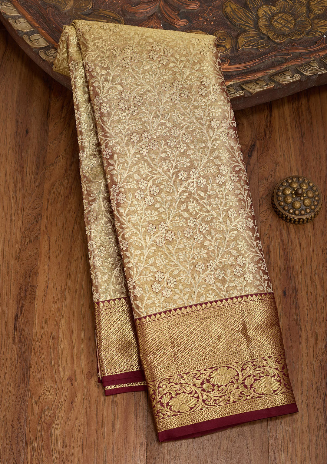 Maroon Dharmavaram Pure Silk Saree