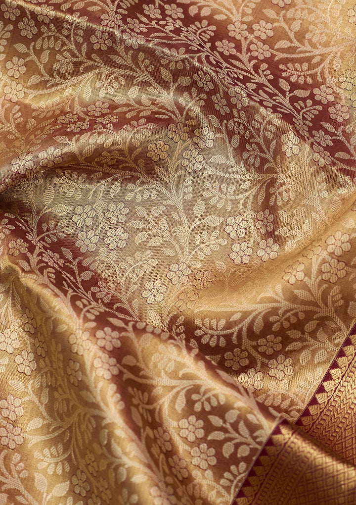 Maroon Dharmavaram Pure Silk Saree