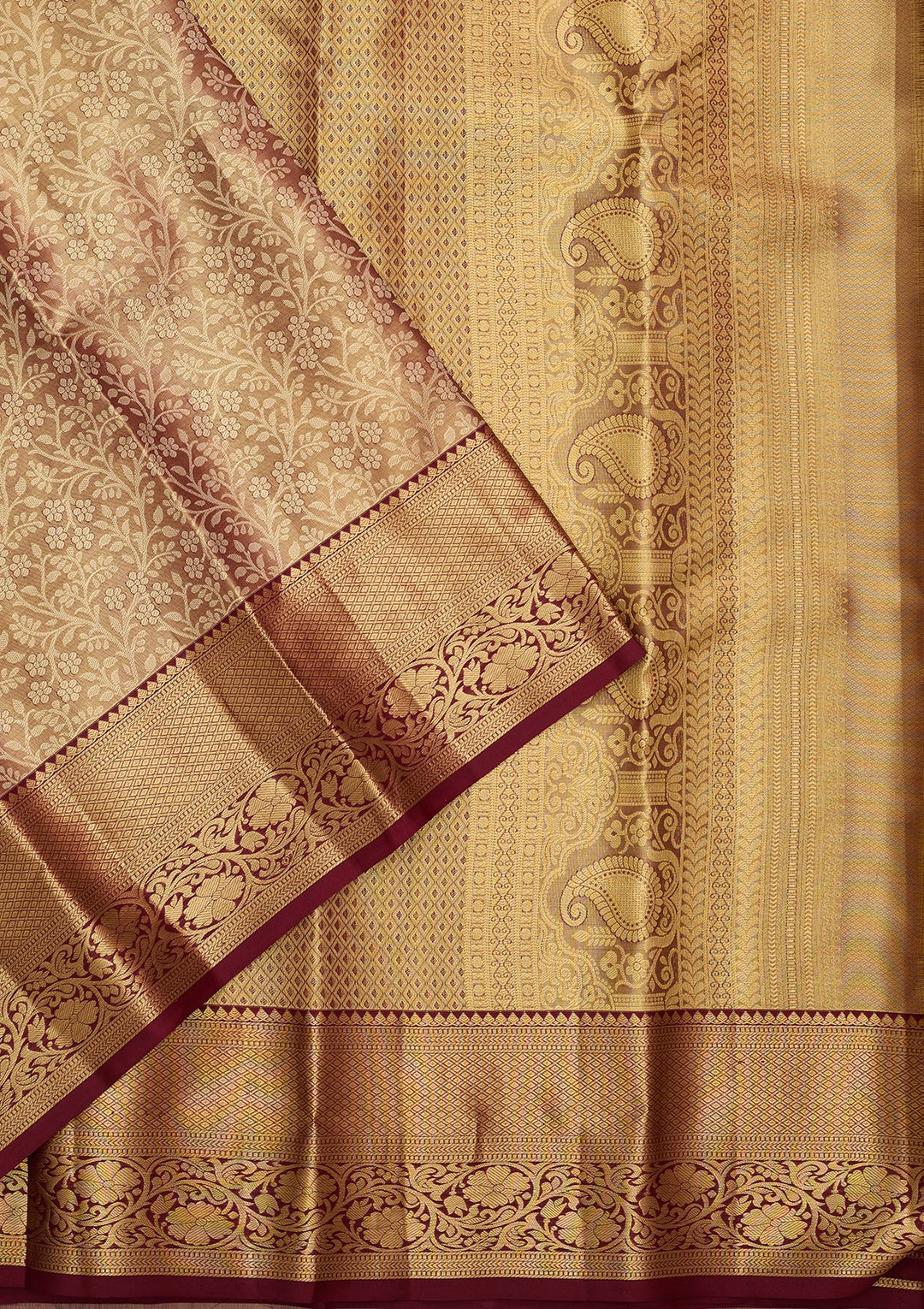 Maroon Dharmavaram Pure Silk Saree
