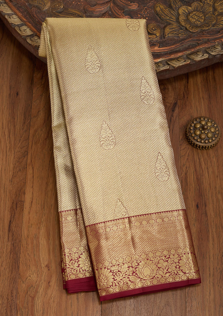 Maroon Dharmavaram Pure Silk Saree