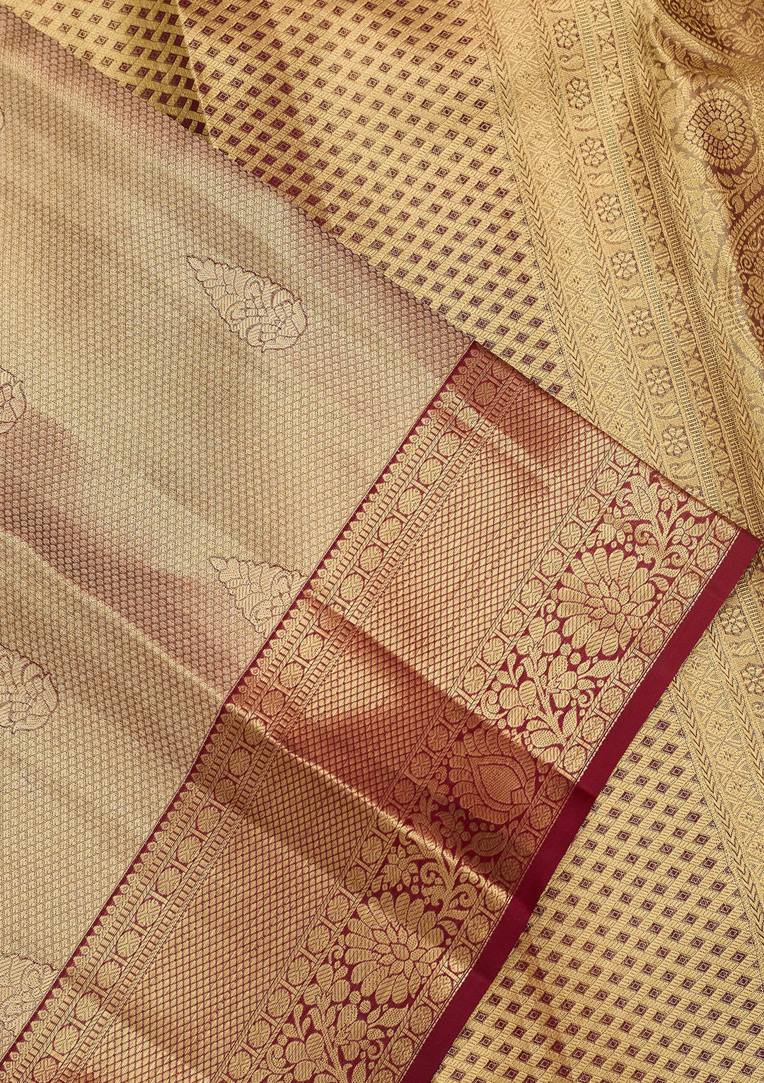 Maroon Dharmavaram Pure Silk Saree