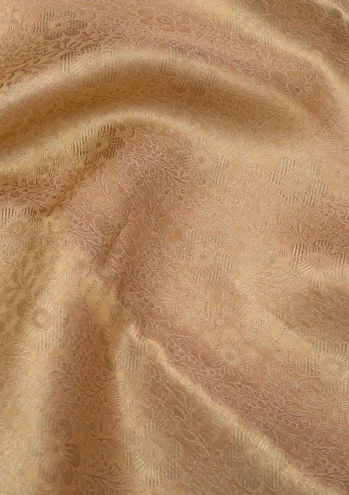 Beige Silk Jaal Saree With Matching Blouse Piece