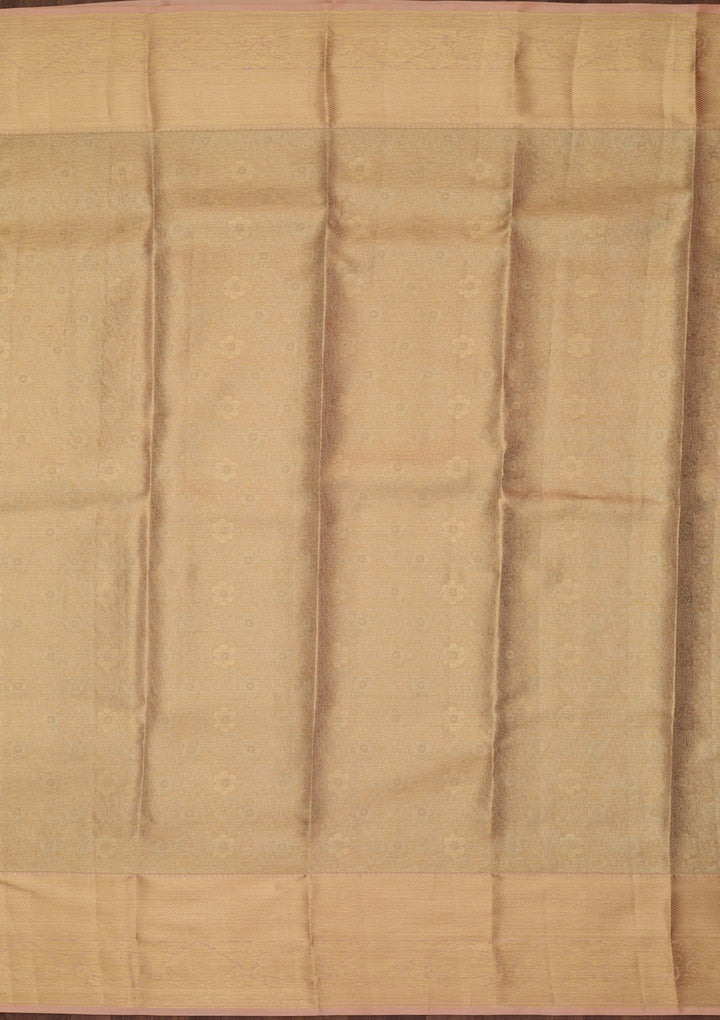 Beige Silk Jaal Saree With Matching Blouse Piece