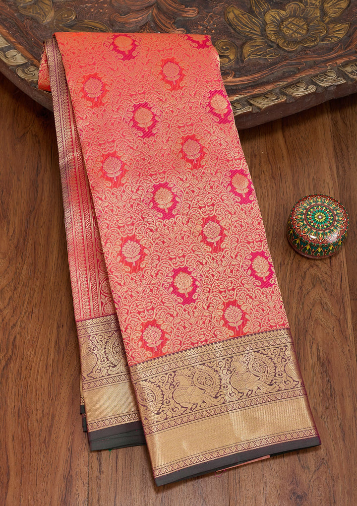 Orange Kanjivaram Pure Silk Saree