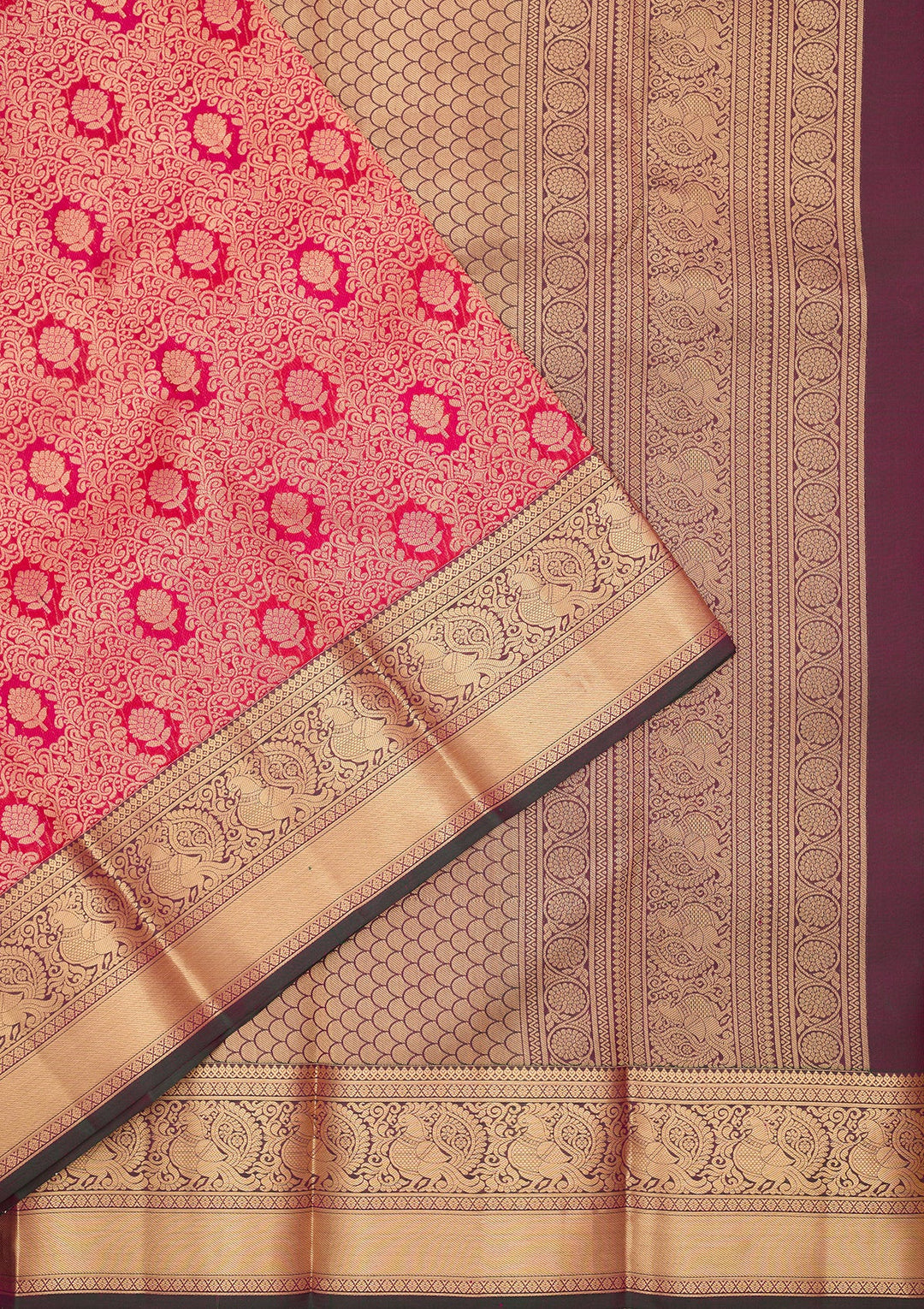 Rani Pink Kanjivaram Pure Silk Saree