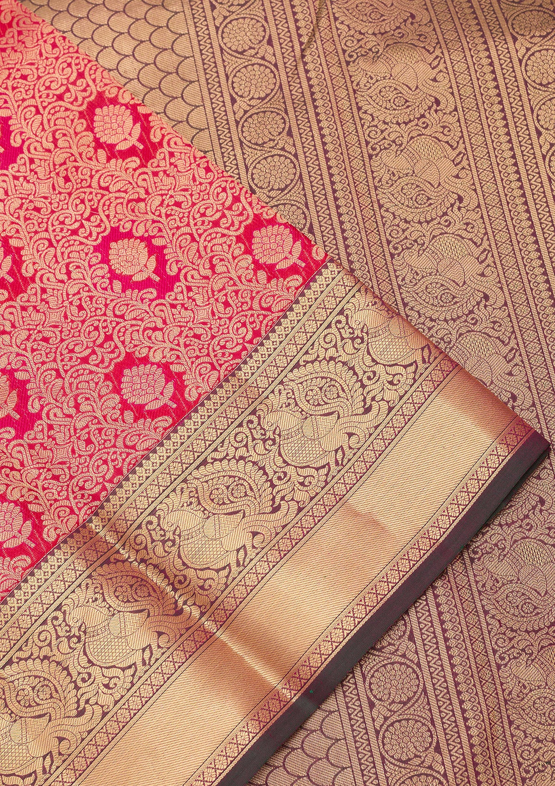 Rani Pink Kanjivaram Pure Silk Saree