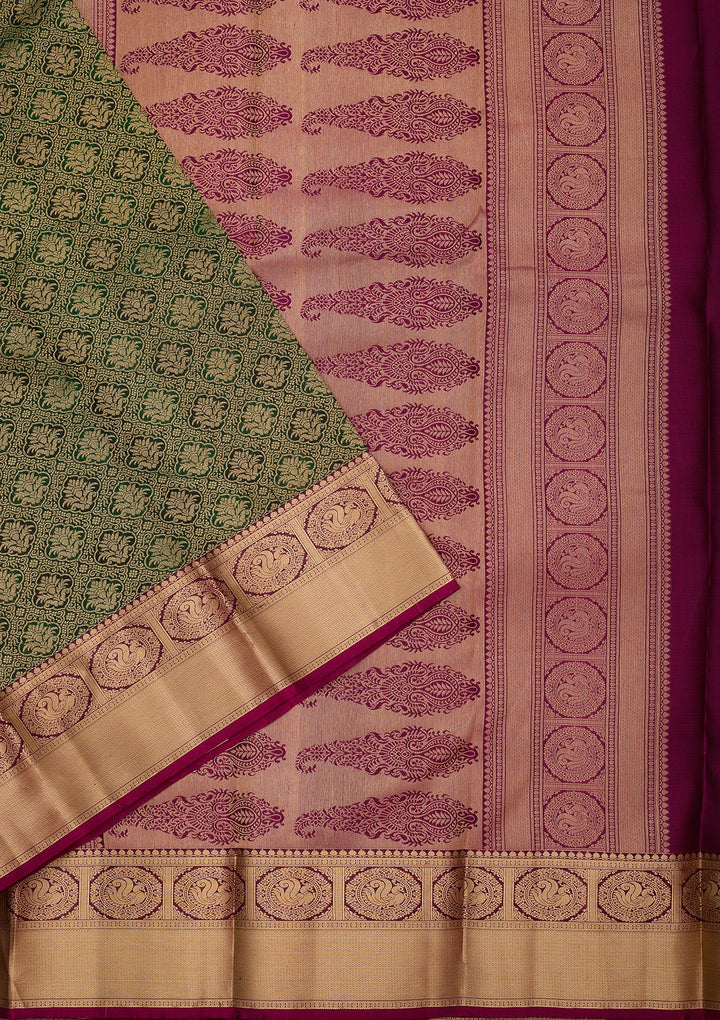 Bottle Green Kanjivaram Pure Silk Saree