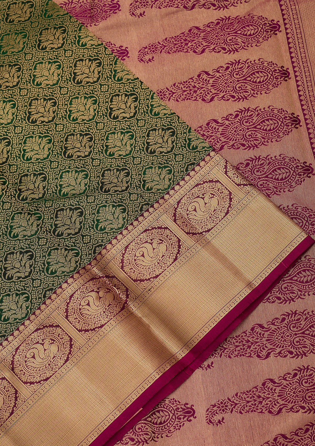 Bottle Green Kanjivaram Pure Silk Saree