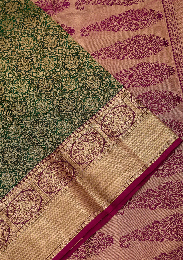 Bottle Green Kanjivaram Pure Silk Saree