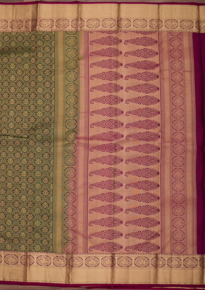 Bottle Green Kanjivaram Pure Silk Saree