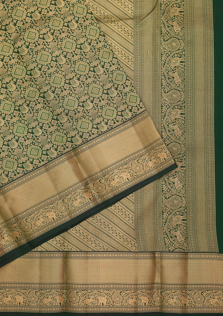 Bottle Green Kanjivaram Pure Silk Saree