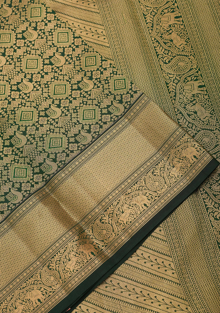 Bottle Green Kanjivaram Pure Silk Saree
