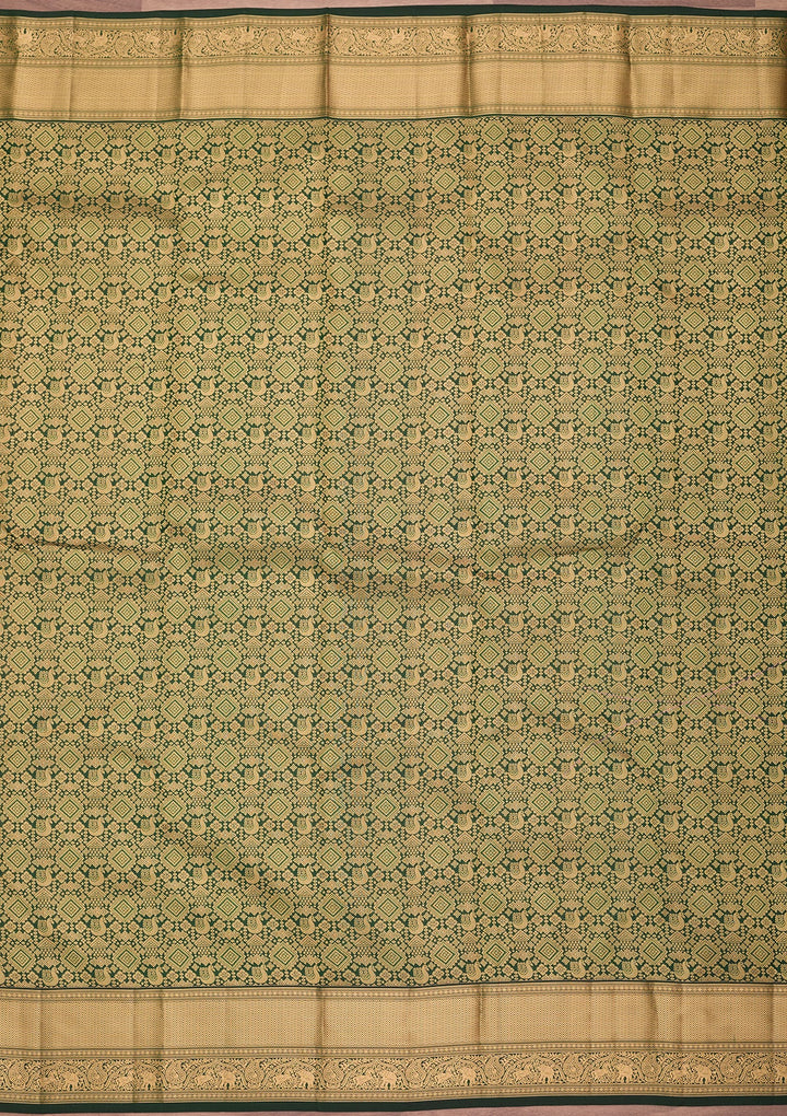 Bottle Green Kanjivaram Pure Silk Saree