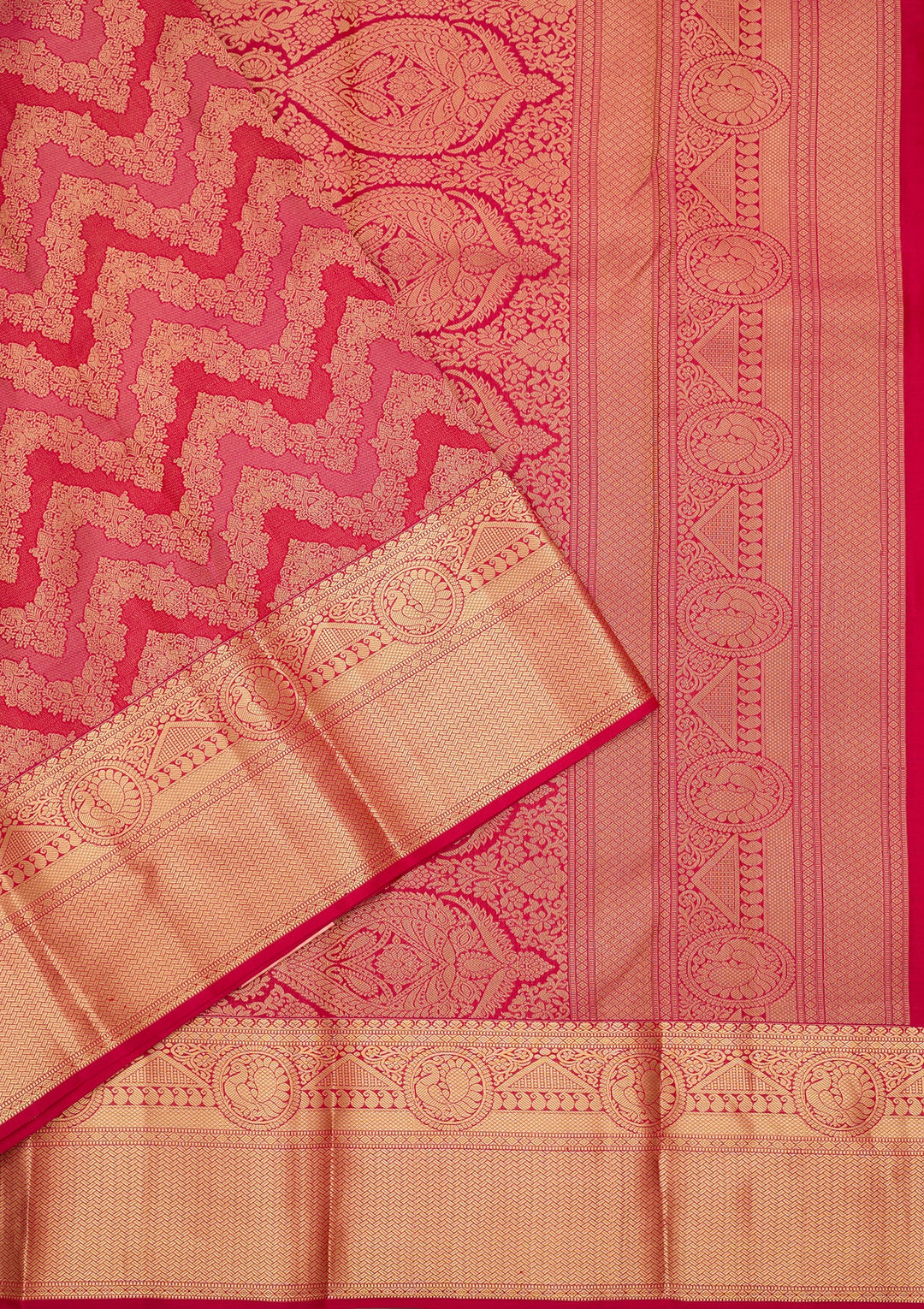 Rani Pink Kanjivaram Pure Silk Saree