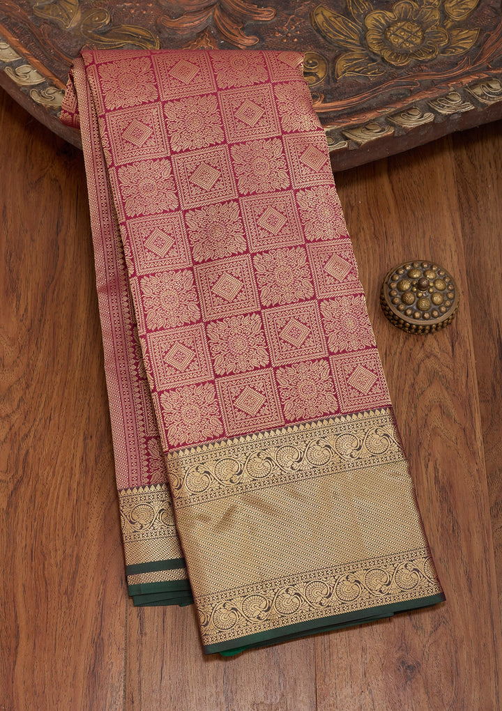 Wine Kanjivaram Pure Silk Saree