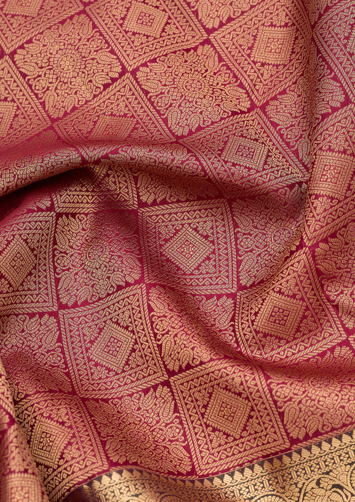 Wine Kanjivaram Pure Silk Saree