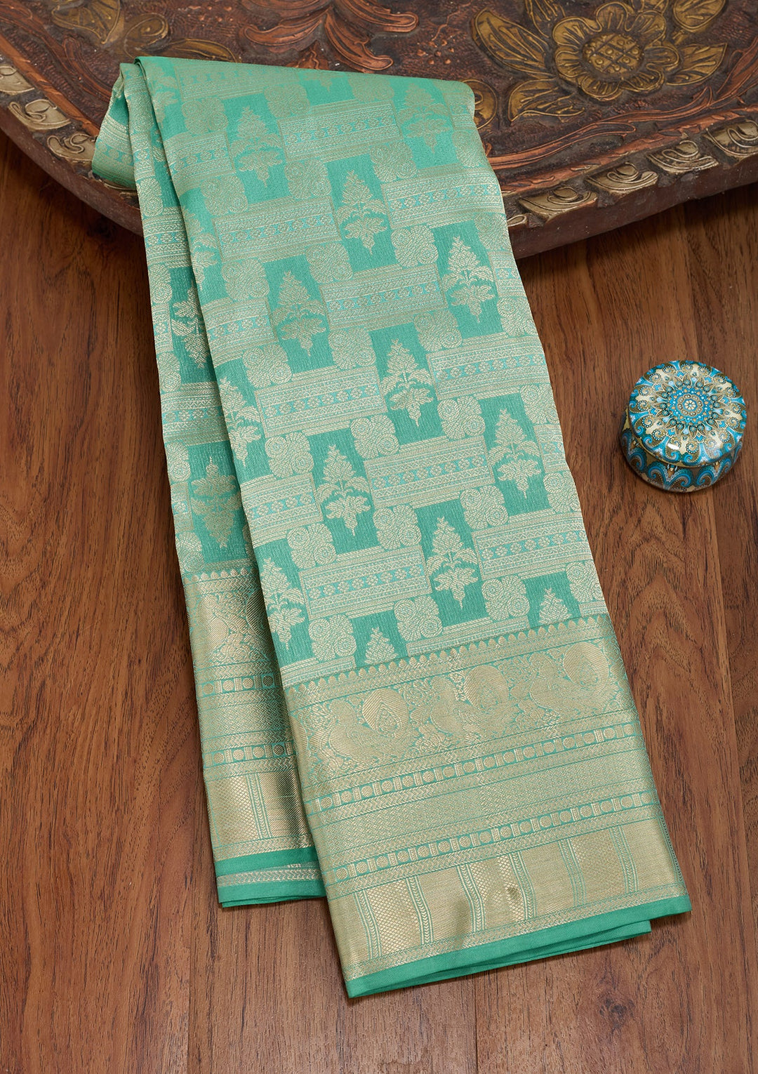 Sea Green Kanjivaram Pure Silk Saree