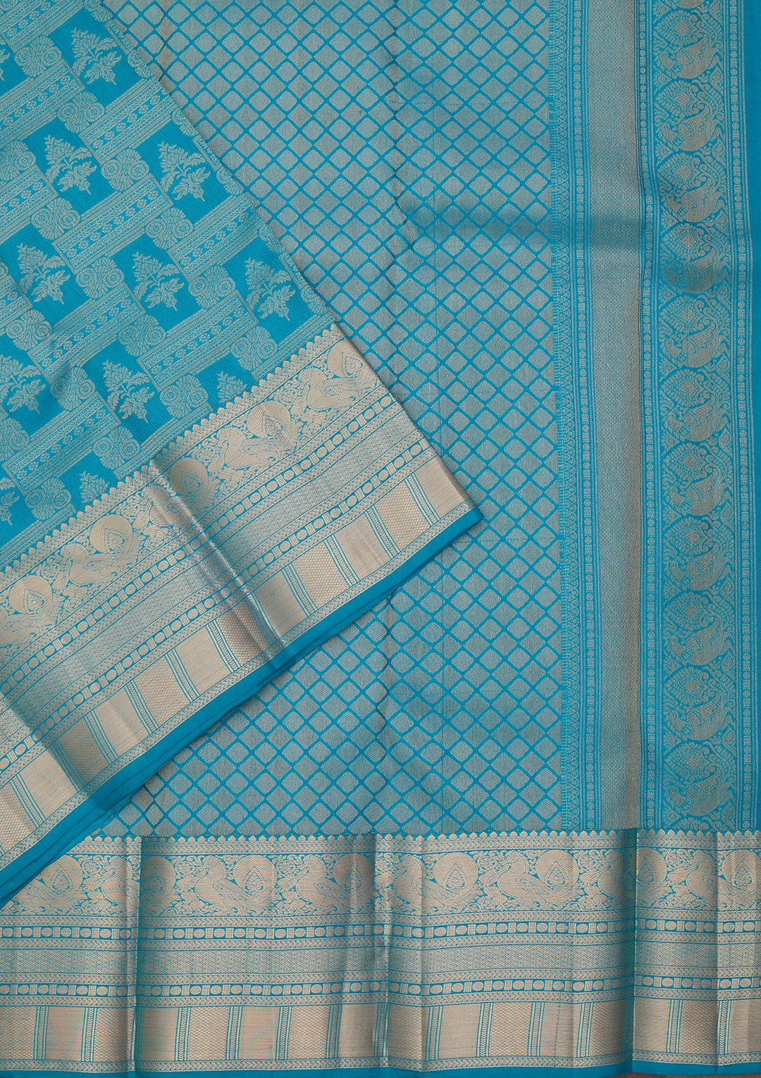 Turquoise Blue Kanjivaram Pure Silk Saree