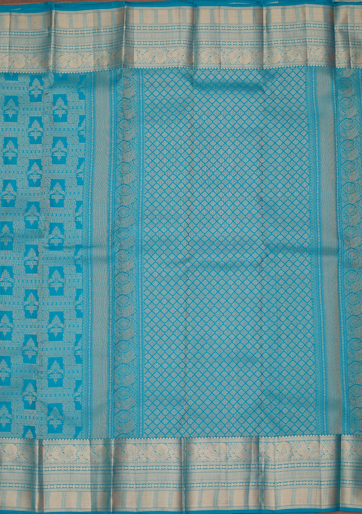 Turquoise Blue Kanjivaram Pure Silk Saree