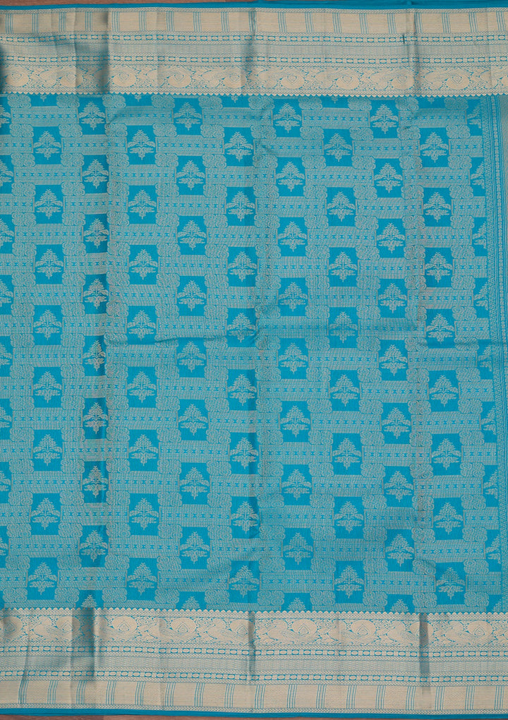 Turquoise Blue Kanjivaram Pure Silk Saree