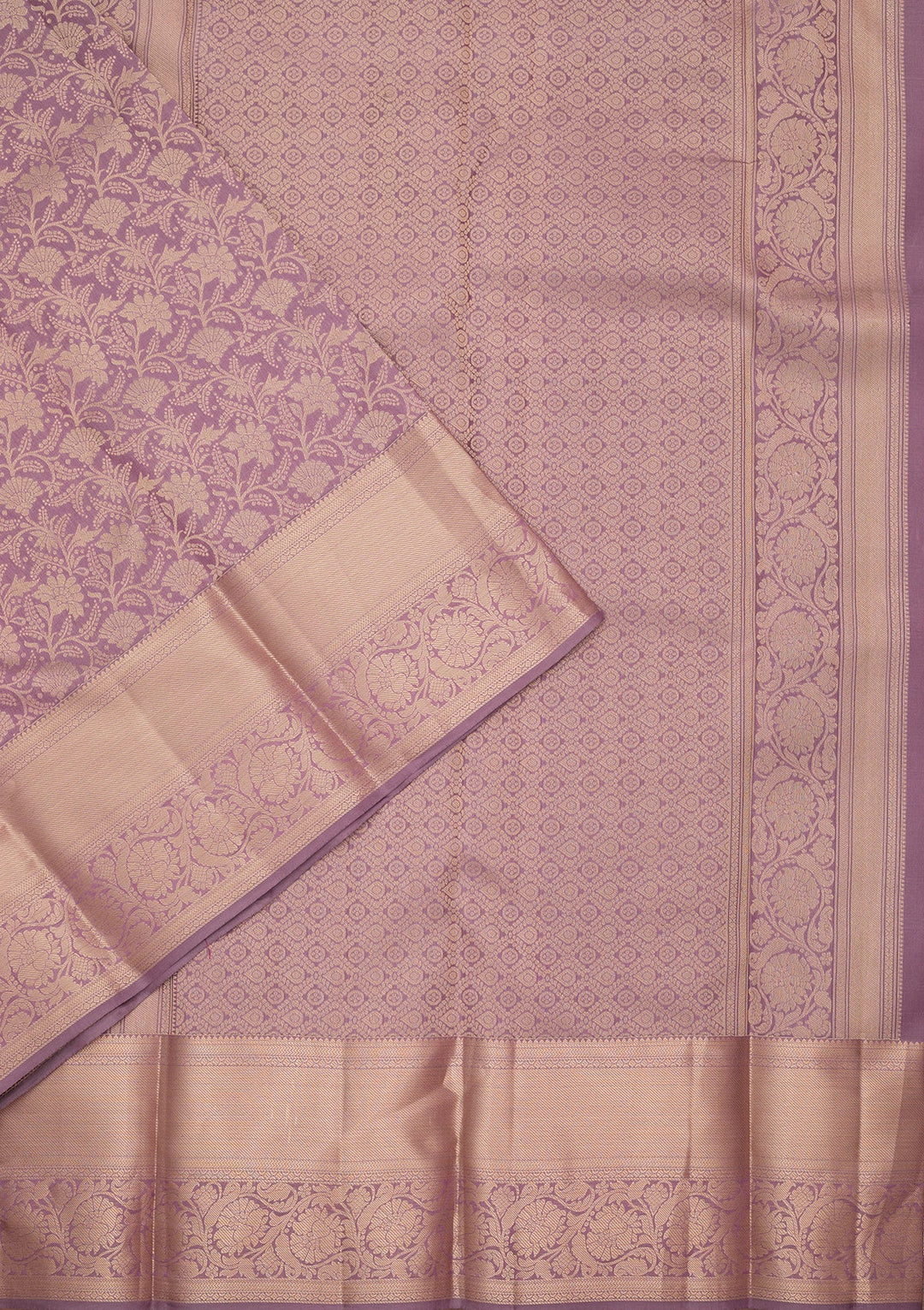 Lavender Kanjivaram Pure Silk Saree