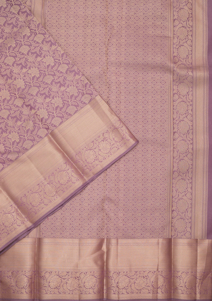 Lavender Kanjivaram Pure Silk Saree