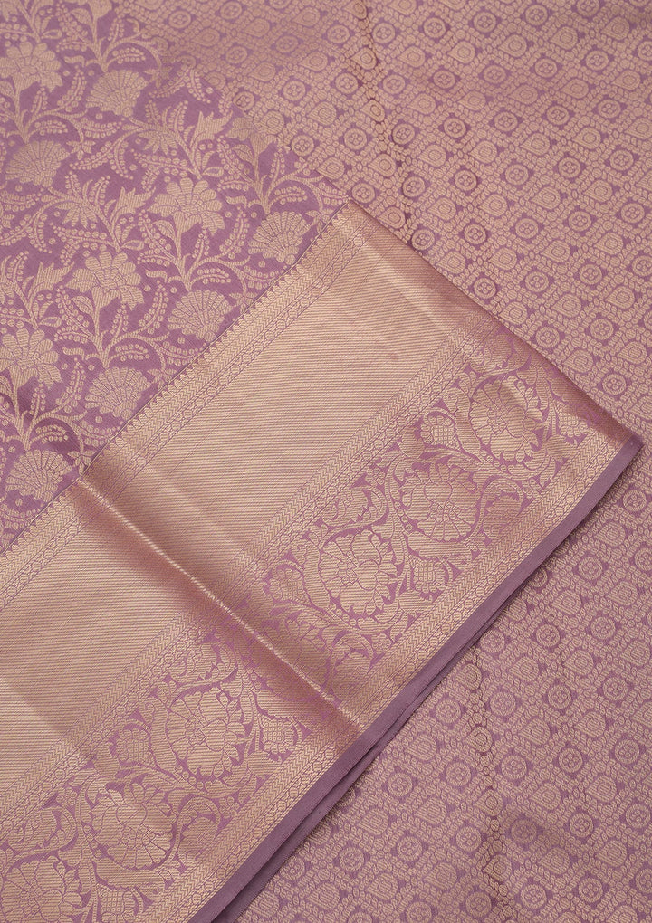 Lavender Kanjivaram Pure Silk Saree