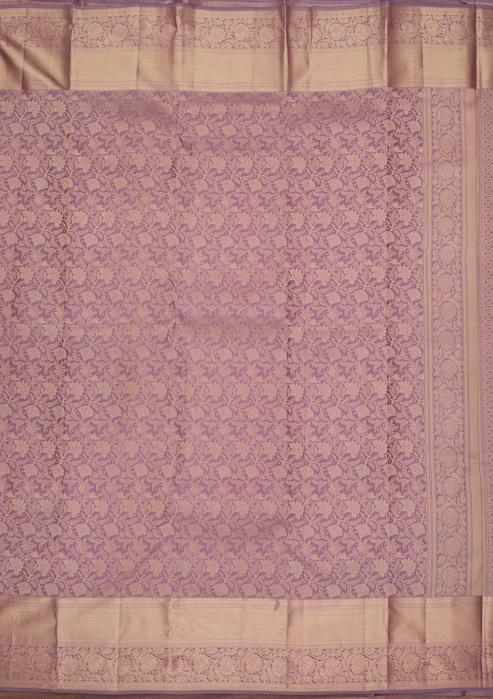 Lavender Kanjivaram Pure Silk Saree