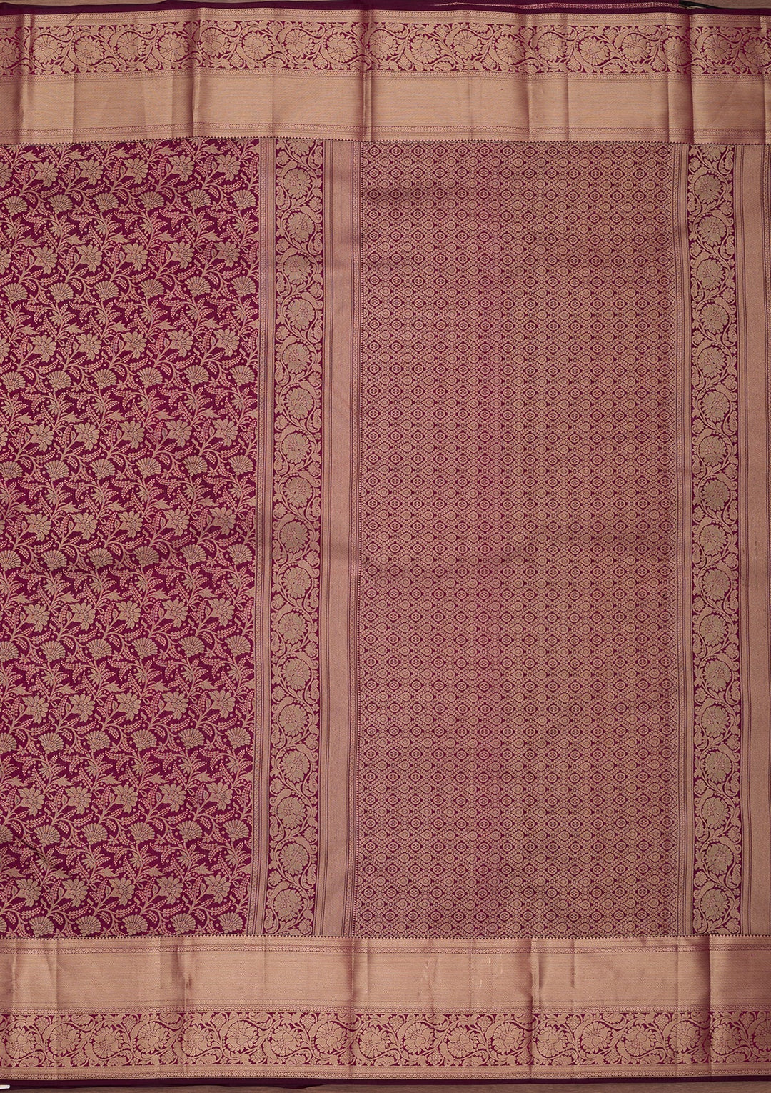 Wine Silk Jaal Saree With Matching Blouse Piece