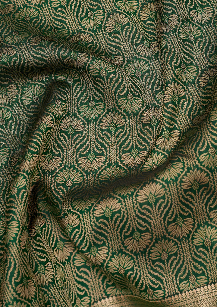 Bottle Green Kanjivaram Pure Silk Saree